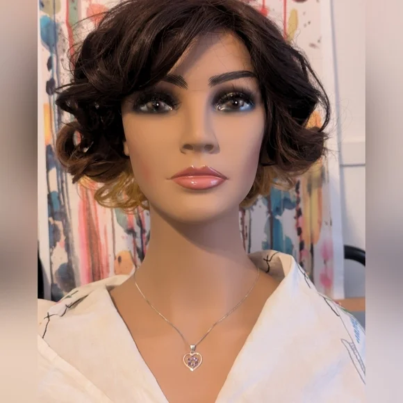 Pendant --925 Silver Heart  inset with Star David in Amethyst CZ - Picture 2 of 5